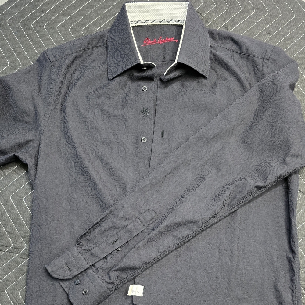 Robert Graham Black/Charcoal Paisley Textured Dress Shirt